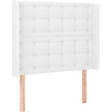 vidaXL LED Kopfteil Weiß 93x16x118/128 cm Kunstleder