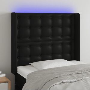 vidaXL LED Kopfteil Schwarz 103x16x118/128 cm Kunstleder