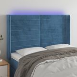 vidaXL Hoofdbord LED 147x16x118/128 cm Fluweel Donkerblauw