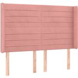 vidaXL - Hoofdbord - LED - 147x16x118/128 - cm - fluweel - roze