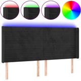 vidaXL - Hoofdbord - LED - 163x16x118/128 - cm - fluweel - zwart