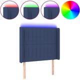 vidaXL Hoofdbord LED 93x16x118/128 cm Stof Blauw