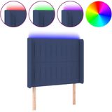 vidaXL Hoofdbord LED 103x16x118/128 cm stof blauw