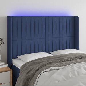Led Kopfteil Blau 147x16x118/128 cm Stoff Vidaxl
