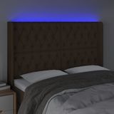vidaXL - Hoofdbord - LED - 147x16x118/128 - cm - stof - donkerbruin