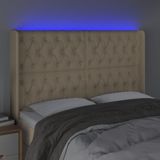 vidaXL Hoofdbord LED 163x16x118/128 cm stof crèmekleurig