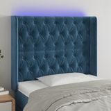 vidaXL - Hoofdbord - LEDx16x118/ - cm - fluweel - donkerblauw