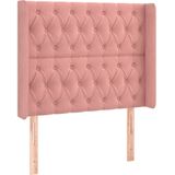 vidaXL - Hoofdbord - LED - 93x16x118/128 - cm - fluweel - roze