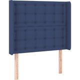 vidaXL Hoofdbord LED 103x16x118/128 cm stof blauw