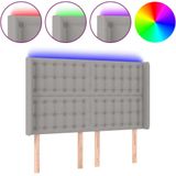 Led Kopfteil Hellgrau 147x16x118/128 cm Stoff Vidaxl