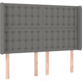 vidaXL Hoofdbord LED 147x16x118/128 cm stof donkergrijs