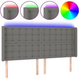 vidaXL - Hoofdbord - LED - 183x16x118/128 - cm - stof - donkergrijs