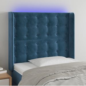 vidaXL - Hoofdbord - LED - 93x16x118/128 - cm - fluweel - donkerblauw