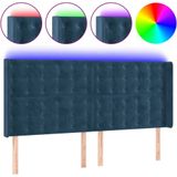 vidaXL Hoofdbord LED 183x16x118/128 cm fluweel donkerblauw
