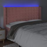 vidaXL - Hoofdbord - LED - 203x16x118/128 - cm - fluweel - roze