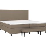 vidaXL - Boxspring - met - matras - stof - taupe - 200x200 - cm