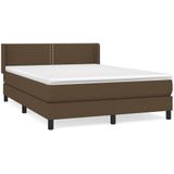 vidaXL - Boxspring - met - matras - stof - donkerbruin - 140x200 - cm