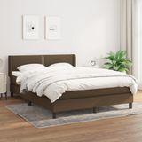 vidaXL - Boxspring - met - matras - stof - donkerbruin - 140x200 - cm