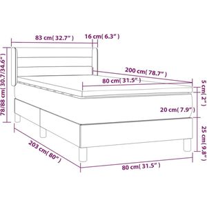 vidaXL Boxspring met matras stof lichtgrijs 80x200 cm