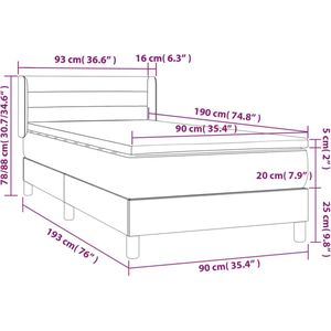 vidaXL Boxspring met matras stof crèmekleurig 90x190 cm