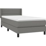 vidaXL Boxspringbett mit Matratze Dunkelgrau 90x200 cm Stoff