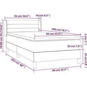 vidaXL Boxspring met matras stof crèmekleurig 90x200 cm