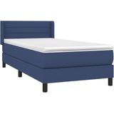 VidaXL Boxspring met Matras - Stof Blauw - 100x200 cm