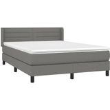 vidaXL - Boxspring - met - matras - stof - donkergrijsx200 - cm