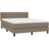 VidaXL Boxspring met Matras Stof Taupe 140x200 cm