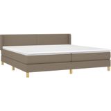 vidaXL - Boxspring - met - matras - stof - taupe - 200x200 - cm
