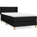 Vidaxl - Boxspringbett mit Matratze Schwarz 100x200 cm Stoff