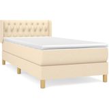 vidaXL Boxspring met matras stof crèmekleurig 90x190 cm