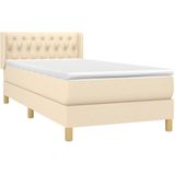 vidaXL Boxspring met matras stof crèmekleurig 90x190 cm