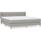 vidaXL Boxspring met matras stof lichtgrijs 180x200 cm