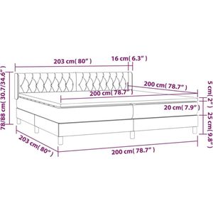 vidaXL - Boxspring - met - matras - stof - lichtgrijs - 200x200 - cm