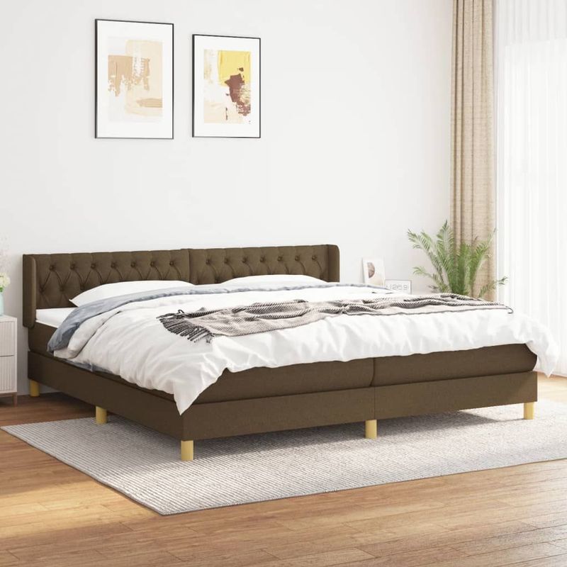 Vidaxl - Boxspringbett mit Matratze Dunkelbraun 200x200 cm Stoff