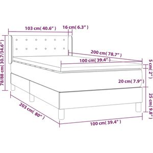 vidaXL Boxspringbett mit Matratze Taupe 100x200 cm Stoff
