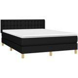 vidaXL Boxspringbett mit Matratze Schwarz 140x200 cm Stoff