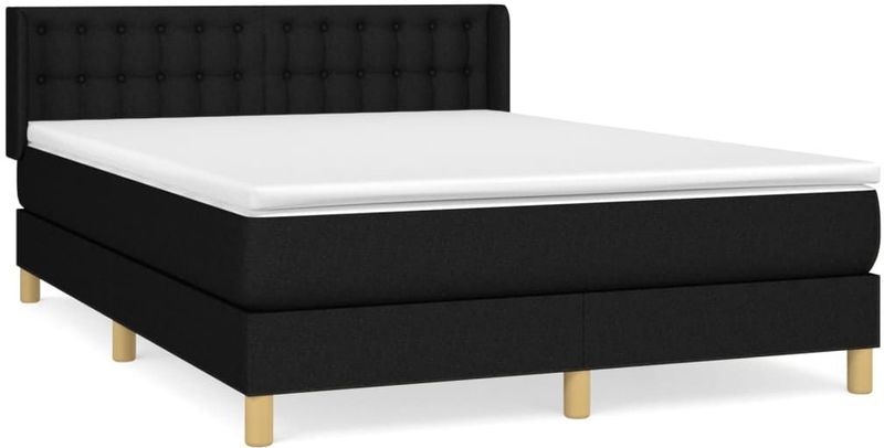 vidaXL Boxspringbett mit Matratze Schwarz 140x200 cm Stoff
