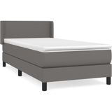 vidaXL Boxspring met matras kunstleer grijs 90x190 cm