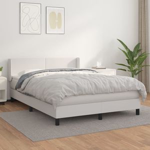 vidaXL Boxspring met matras kunstleer wit 140x190 cm