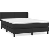 vidaXL Boxspringbett mit Matratze Schwarz 140x200 cm Kunstleder