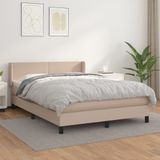 vidaXL Boxspring met matras kunstleer cappuccinokleurig 140x200 cm