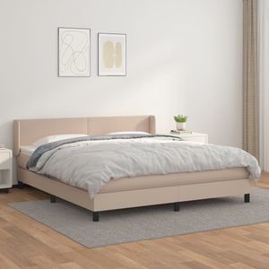 vidaXL - Boxspring - met - matras - kunstleer - cappuccinokleurig - 160x200 - cm