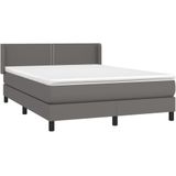 vidaXL Boxspringbett mit Matratze Grau 140x190 cm Kunstleder
