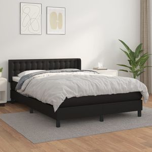 vidaXL Boxspring - Zwart - Kunstleer - 140x200 cm