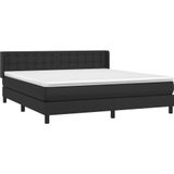 vidaXL Boxspring met matras kunstleer zwart 160x200 cm