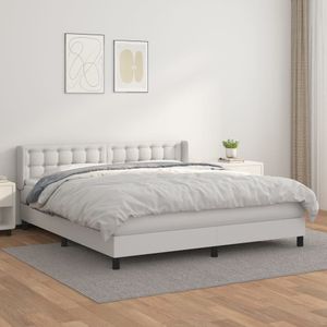 VidaXL Boxspring Matras Kunstleer Wit 160x200 cm