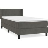 vidaXL Boxspring met matras fluweel donkergrijs 80x200 cm