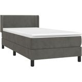 Jinlefu - Boxspringbett mit Matratze Dunkelgrau 80x200 cm Samt vidaXL
